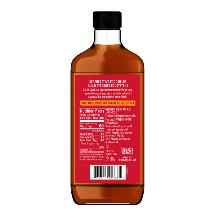 Wholesome Raw Blue Agave 1 Pack back view;Size_18.5oz - 1 Pack