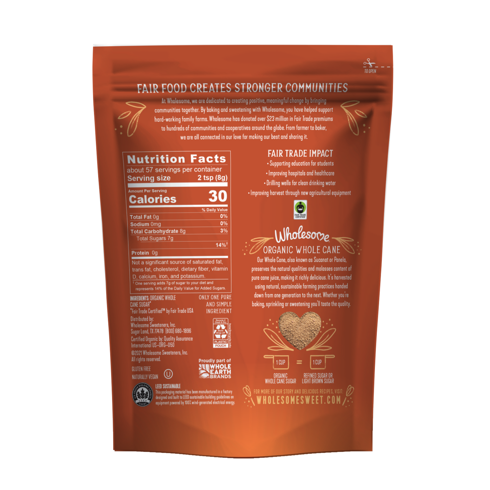 Wholesome Sucanat 1 Pack back view