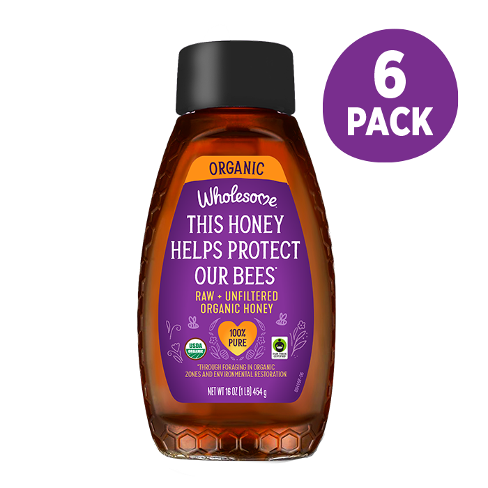 Wholesome Raw Honey 6 Pack front view