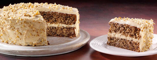 BANANA WALNUT CAKE WITH CARAMEL CREAM CHEESE FROSTING