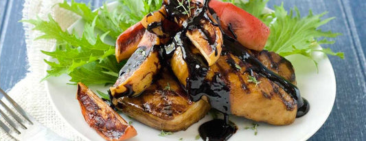 MOLASSES PORK CHOPS, ROASTED APPLES & BALSAMIC GLAZE