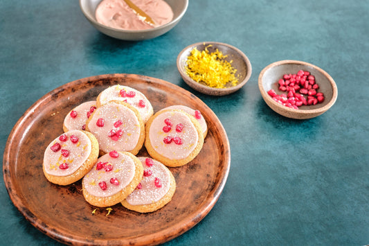 GRAPEFRUIT SUGAR COOKIES WITH POMEGRANATE ICING