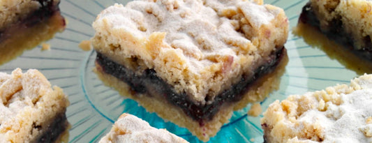 BLUEBERRY STUFFED CINNAMON SHORTBREAD SQUARES