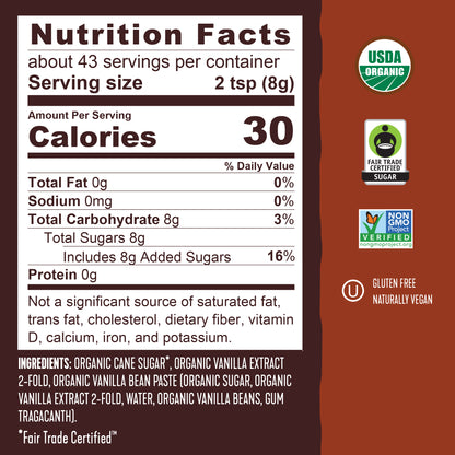 ORGANIC CANE SUGAR WITH VANILLA