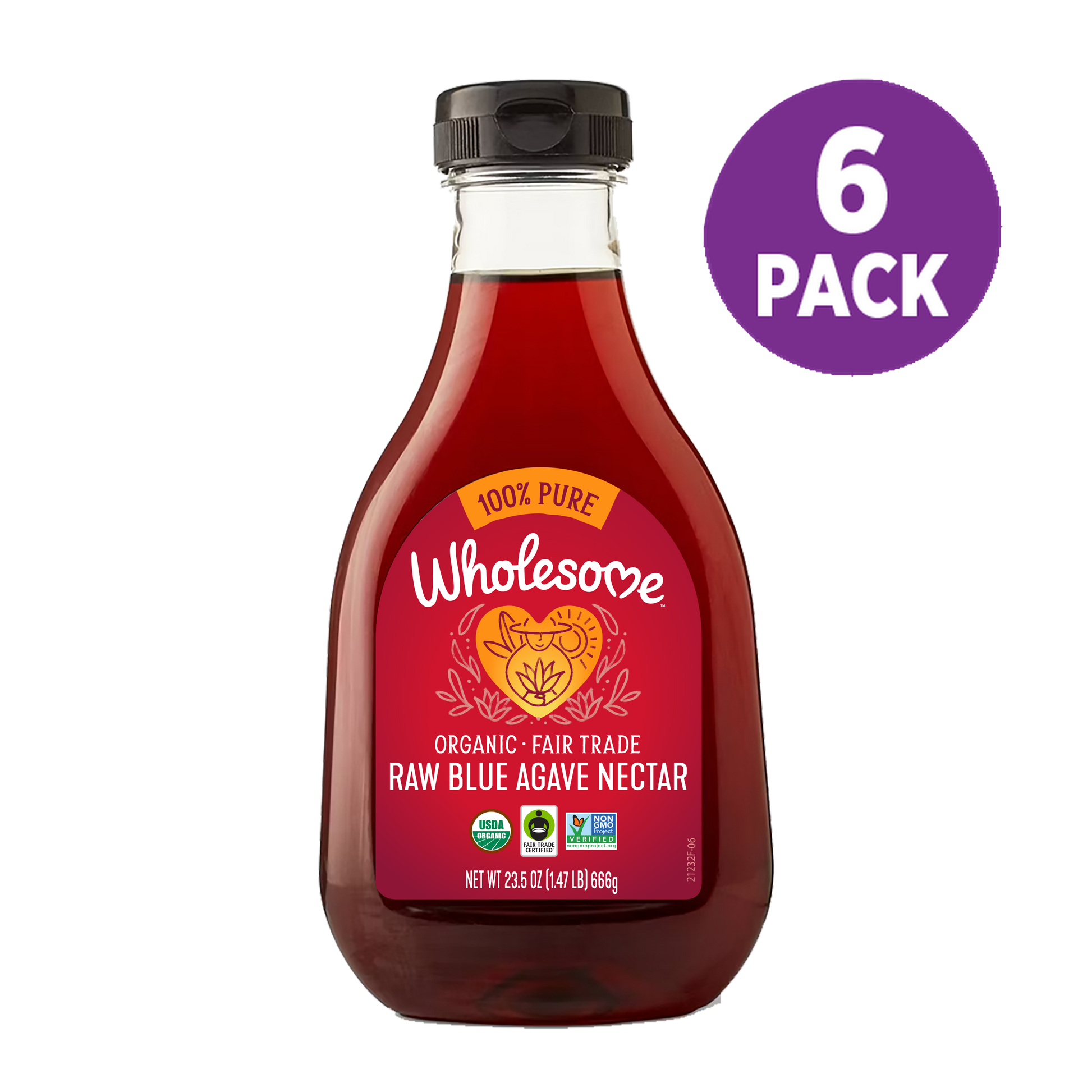 Wholesome Raw Blue Agave 6 Pack front view