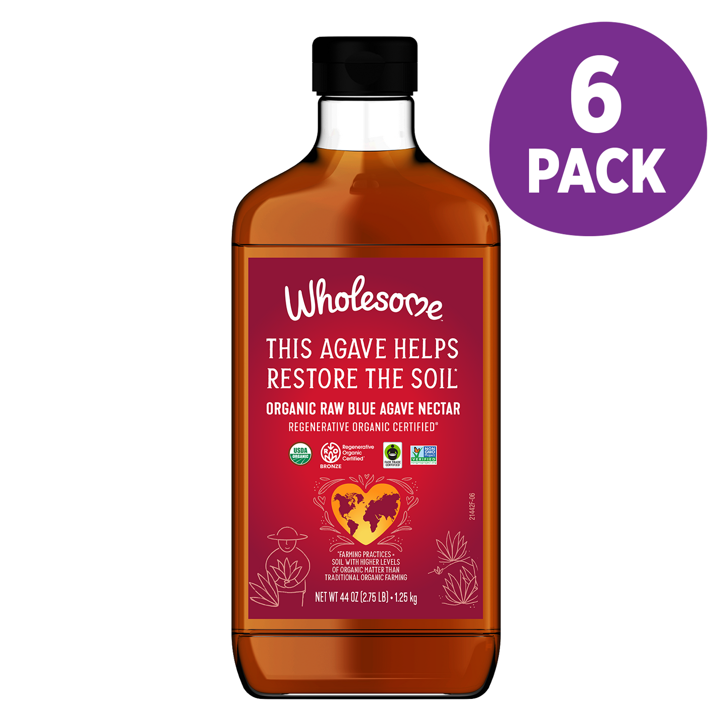 Wholesome Raw Blue Agave 6 Pack front view;Size_44oz - 6 Pack
