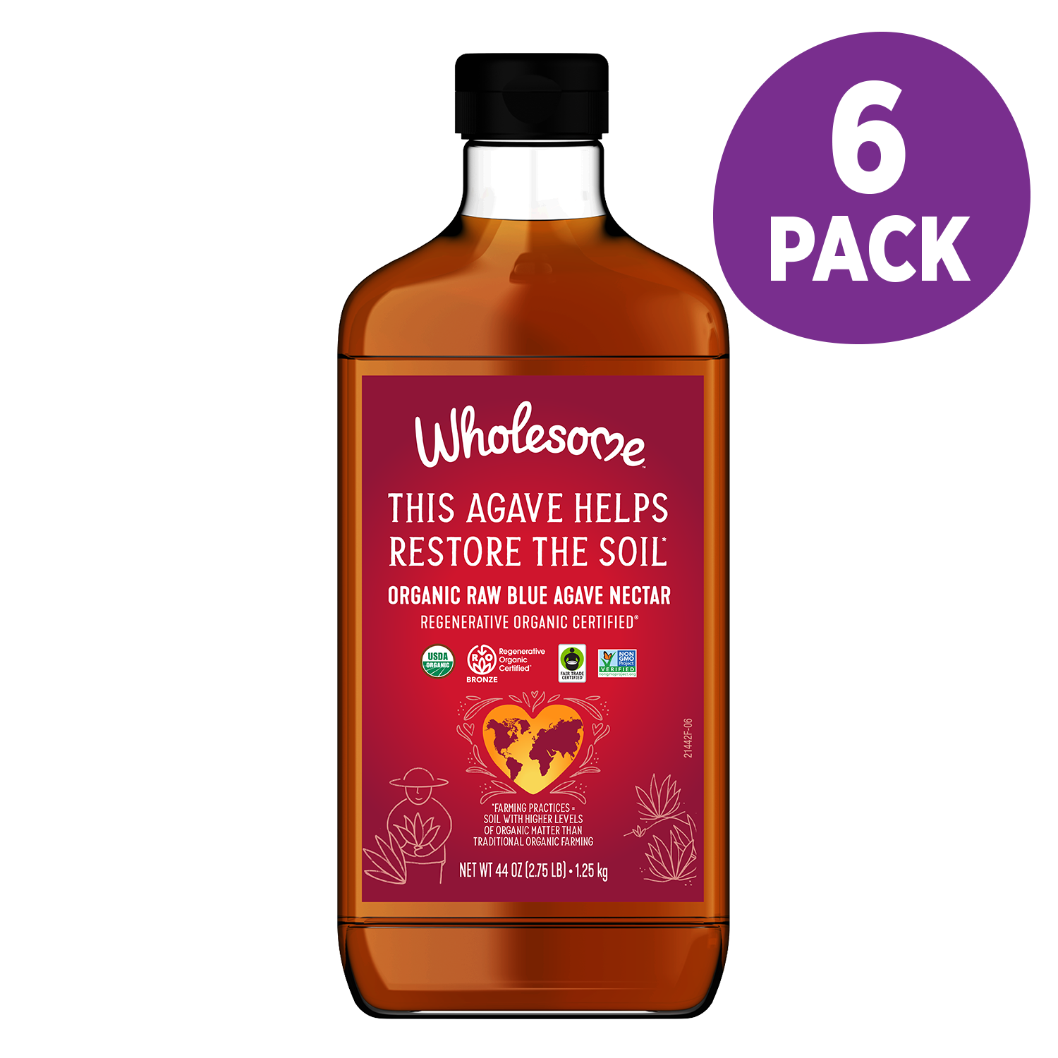 Wholesome Raw Blue Agave 6 Pack front view;Size_44oz - 6 Pack