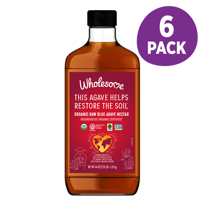 Wholesome Raw Blue Agave 6 Pack front view