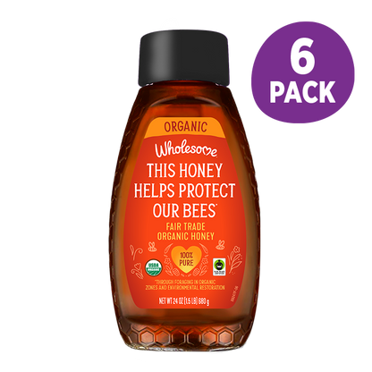 Wholesome Organic Honey 6 Pack front view