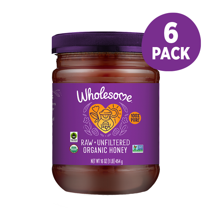 Wholesome Raw Honey Jar 6 Pack front view;Size_16oz - 6 Pack
