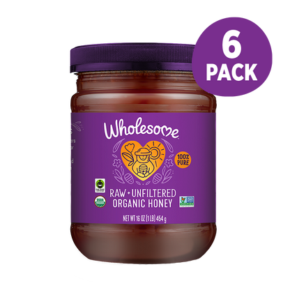 Wholesome Raw Honey Jar 6 Pack front view